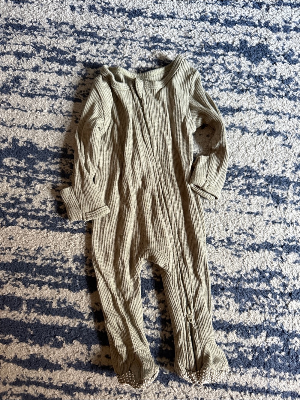 Caden Lane Olive Green Ribbed Footed One-Piece